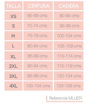 SIZE CHART CALZON FAJA